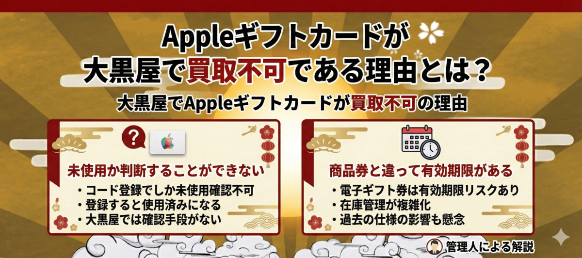 Appleギフトカードが大黒屋で買取不可である理由とは？