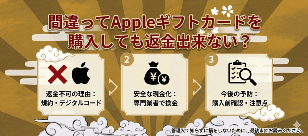 間違ってAppleギフトカードを購入しても返金出来ない？