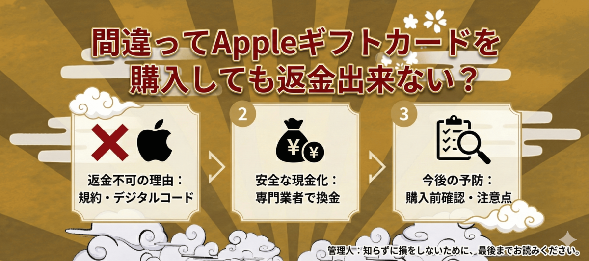 間違ってAppleギフトカードを購入しても返金出来ない？